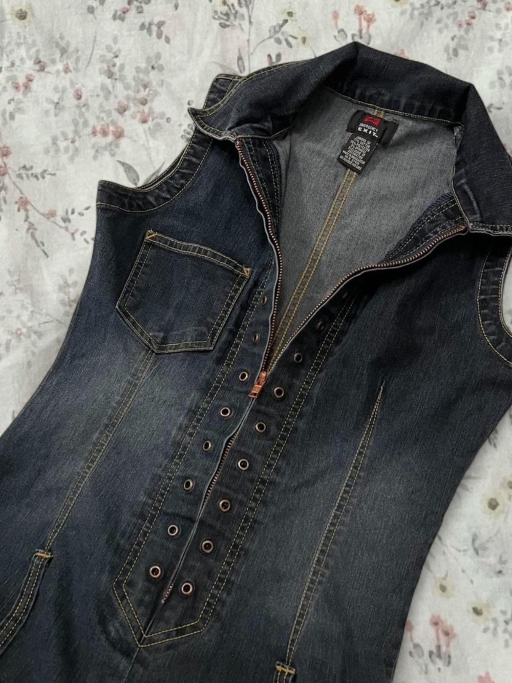 Vintage Y2k Emergency Exit Jumpsuit Denim Bootcut Bratz Grommets Sleeveless